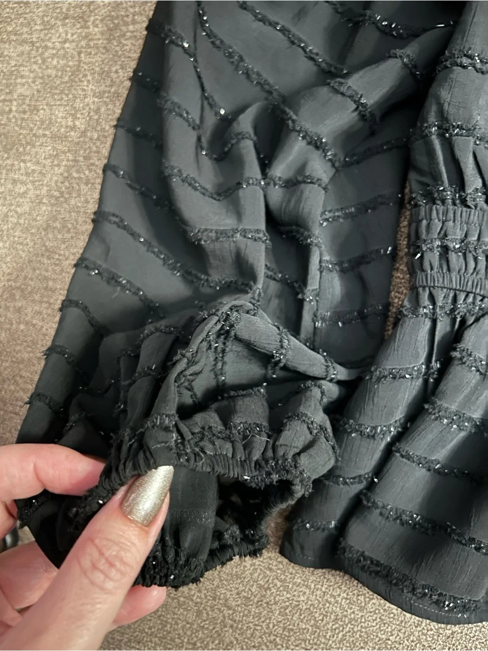Astr Black Ruffled V-Neck Peasant Blouse